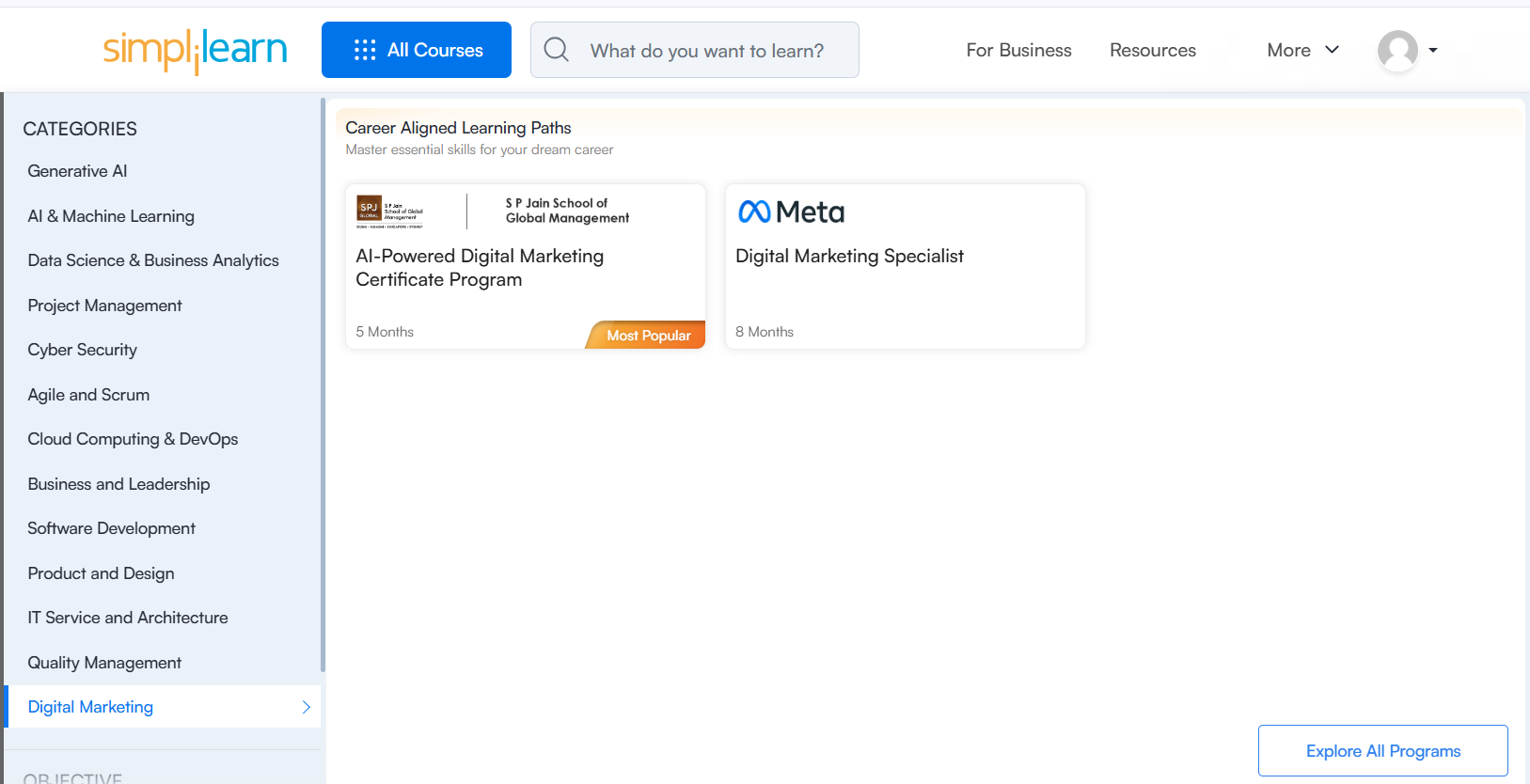 Digital Marketing Courses with certifications offered by Simplilearn